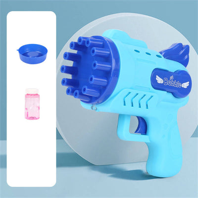 Bubblerainbow Angel 12-Hole Bubble Gun a Dual-Purpose Bubble Fan for Children to Play Blue