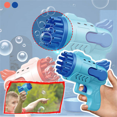 Bubblerainbow Angel 12-Hole Bubble Gun a Dual-Purpose Bubble Fan for Children to Play Pink