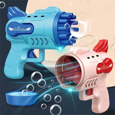 Bubblerainbow Angel 12-Hole Bubble Gun a Dual-Purpose Bubble Fan for Children to Play Pink