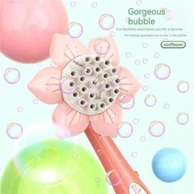 Bubblerainbow Bubble Gun Toy Sunflower Stick Flower Shower Machine 23 Hole Children Toy Green