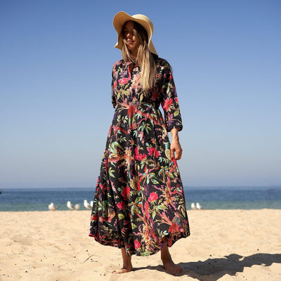 Cotton Maxi Dress Summer Dress Boho dress Gift for her Long Boho Dress Women Kimono Wrap Dress Valentine Mother's Day Christmas - SM