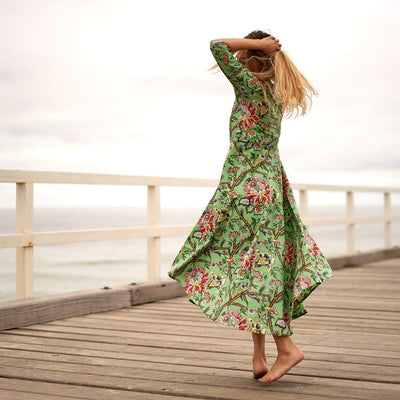 Cotton Maxi Dress Summer Dress Boho dress Gift for her Long Boho Dress Women Kimono Wrap Dress Valentine Mother's Day Christmas - L/XL