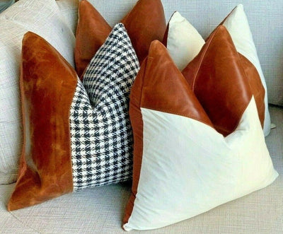 Genuine Leather Cushion Cover Pillow Cover Leather Pillow Leather Cushion Vintage Leather Tan Pillow Cover