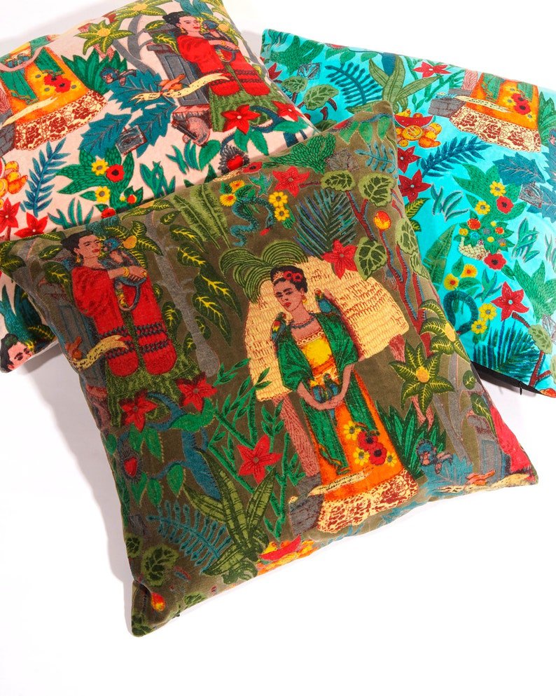 Linen Connections Frida Kahlo Velvet Cushion Cover Frida&