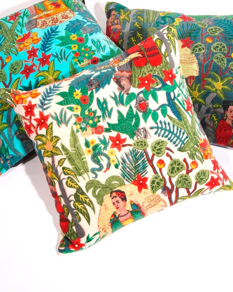 Linen Connections Frida Kahlo Velvet Cushion Cover Frida&