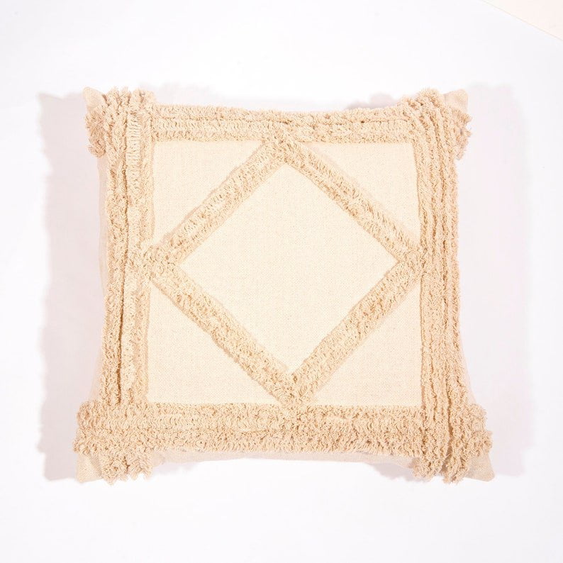 Linen Connections Tassel Hand Tufted Cushion Cover Moroccan Boho &