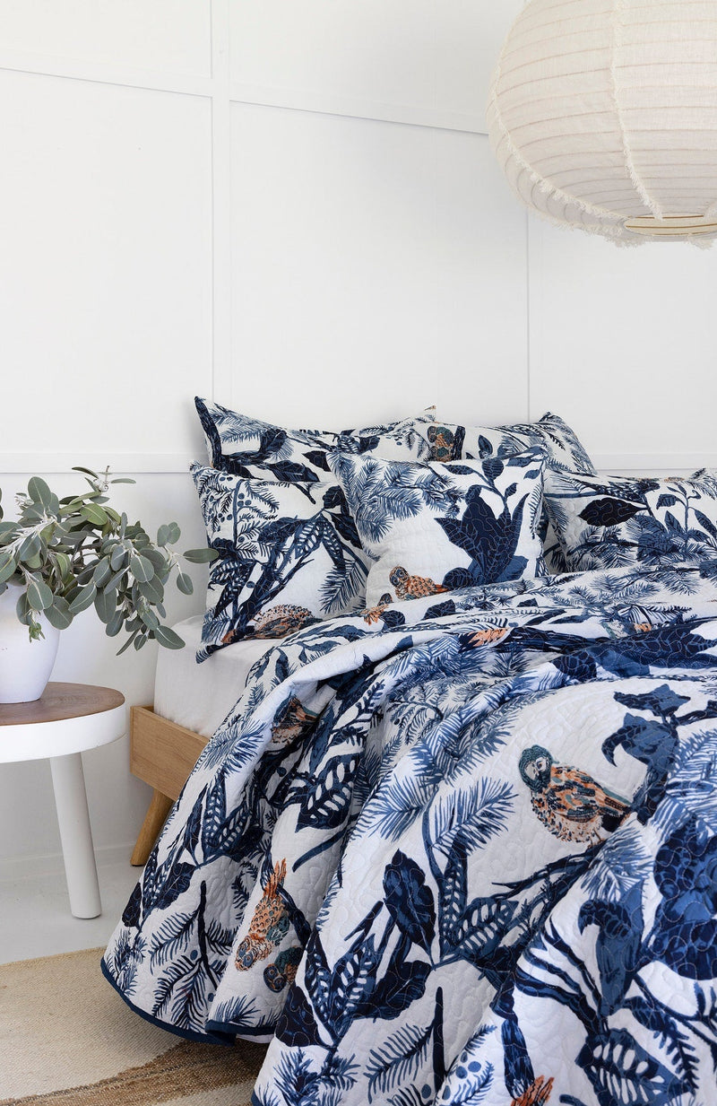 Floral Cotton Quilt Throw Bedspread Block Print Quilt Indian Quilt Comforter Duvet Cover Quilt Gift - Blue Owl