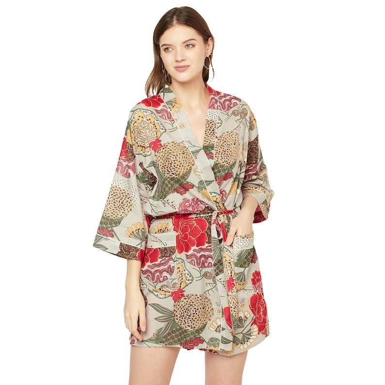 Kimono Cotton Kimono Bathrobe Frida Valentines Day GiftBird Bathrobe Turkish Bathrobe Cardigan Nightwear Dressing Gown Beach Bikini Summer SCK02