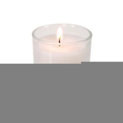 25 White Wax Clear Glass Holder Votive Candle - Wedding Event Centrepiece Table Decoration