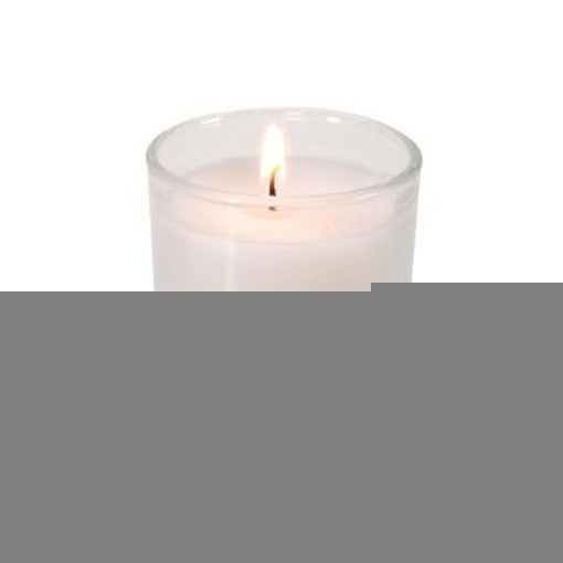 25 White Wax Clear Glass Holder Votive Candle - Wedding Event Centrepiece Table Decoration