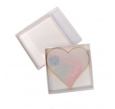 50 Pack of 8cm Square Wedding Invitation Coaster Favor Function product Presentation Cookie Biscuit Patisserie Gift Box - 2cm deep - White Card with Clear Slide On PVC Lid