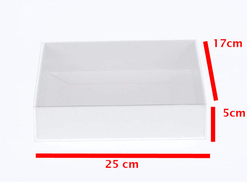 50 Pack of White Card Box - Clear Slide On Lid - 17 x 25 x 5cm -  Large Beauty Product Gift Giving Hamper Tray Merch Fashion Cake Sweets Xmas