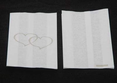 100 Pack Wedding Cake Bags Greaseproof Wax Paper Slice Take Home Favour Large Silver Heart