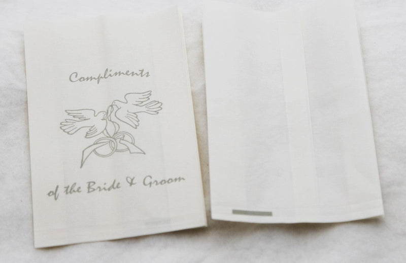 200 Pack Wedding Cake Bags Greaseproof Wax Paper Slice Take Home Favour Silver Doves