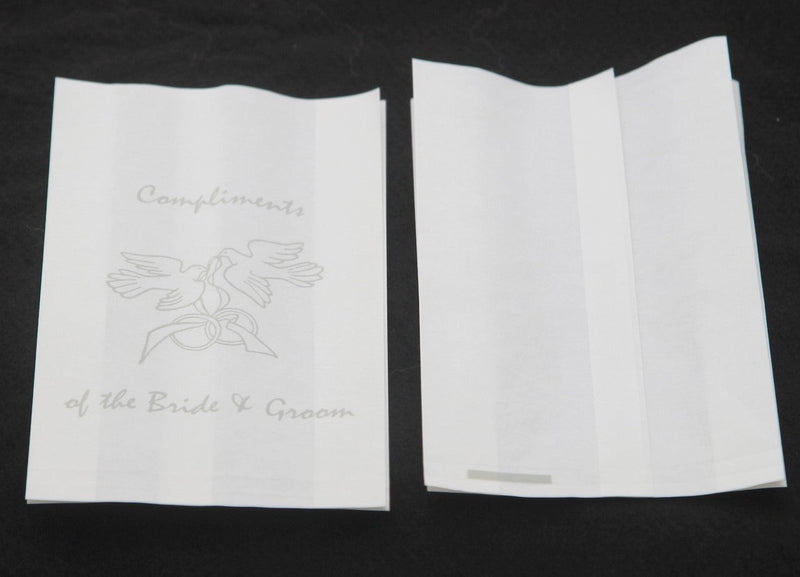 200 Pack Wedding Cake Bags Greaseproof Wax Paper Slice Take Home Favour Silver Doves