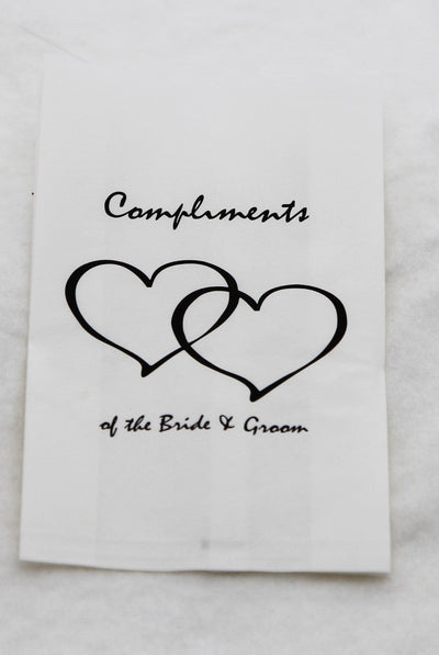 50 Pack Wedding Cake Bags Greaseproof Wax Paper Slice Take Home Favour Heart n Message