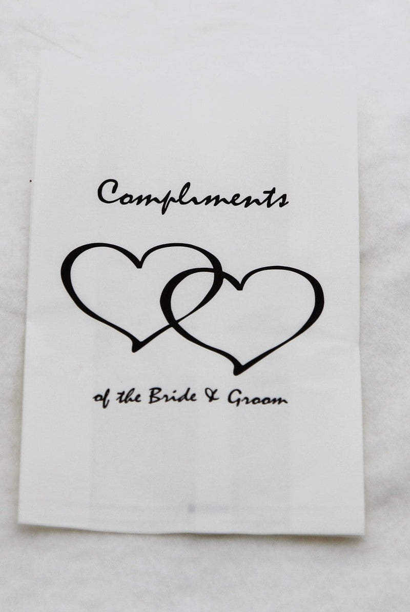 50 Pack Wedding Cake Bags Greaseproof Wax Paper Slice Take Home Favour Heart n Message