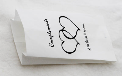 50 Pack Wedding Cake Bags Greaseproof Wax Paper Slice Take Home Favour Heart n Message