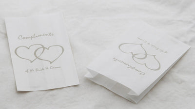 50 Pack Wedding Cake Bags Greaseproof Wax Paper Slice Take Home Favour Silver Heart n Message