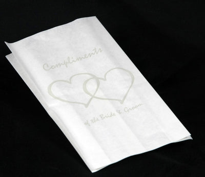 50 Pack Wedding Cake Bags Greaseproof Wax Paper Slice Take Home Favour Silver Heart n Message