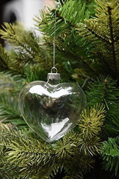50 Wholesale Pack Iridescent Glass Heart Ornaments Fillable Baubles for Christmas Party Wedding DIY Craft Decorations