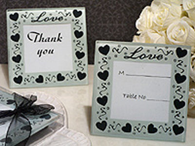 10 Pack Wedding Coasters Glass Square Photo Frame Bomboniere Favour 9x9cm - 2 Frames per Pack