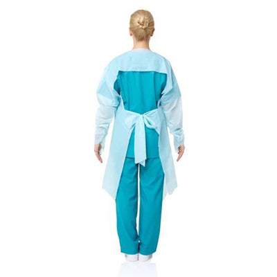 15 Pcs Disposable PPE Gown Protective Workwear Suit Thumb Hook Sleeve Coverall Apron Blue Medical Cleaning Painting