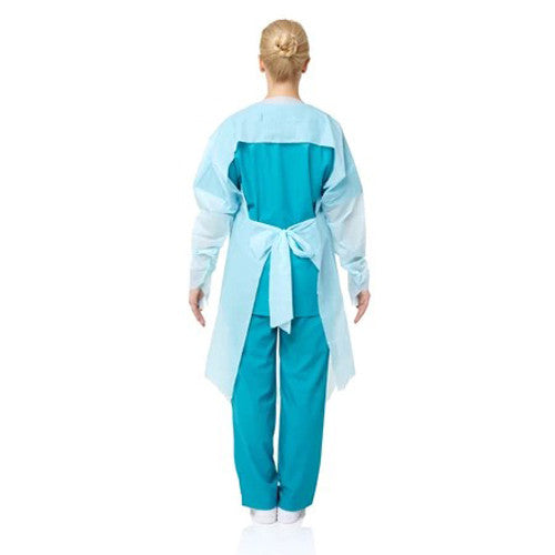 50 Pcs Disposable PPE Gown Protective Workwear Suit Thumb Hook Sleeve Coverall Apron Blue Medical Cleaning Painting