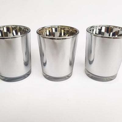 10 Pack Silver Mercury Glass Votive Candle Holders Set For Wedding, Bridal And Baby Shower, Party Function or Home Decor