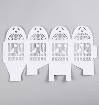 White Dove Bird Heart Wedding Bomboniere Favor Lolly Gift Card Box - 10 Pack