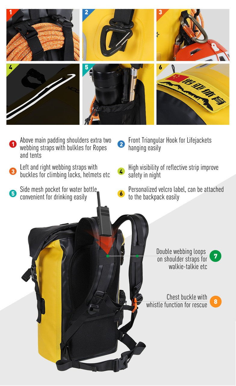 NOOYAH IPX8 Waterproof Bike Cycle Outdoor Sports Backpack Double-Layer Waterproof Bag  YELLOW