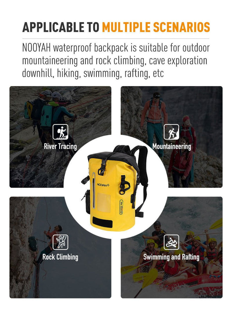 NOOYAH IPX8 Waterproof Bike Cycle Outdoor Sports Backpack Double-Layer Waterproof Bag  YELLOW