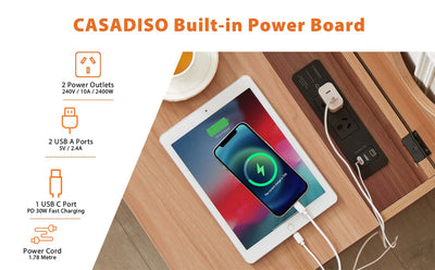 Casadiso Bedside Table with Integrated Powerboard & USB Ports（Casadiso Furud Pro