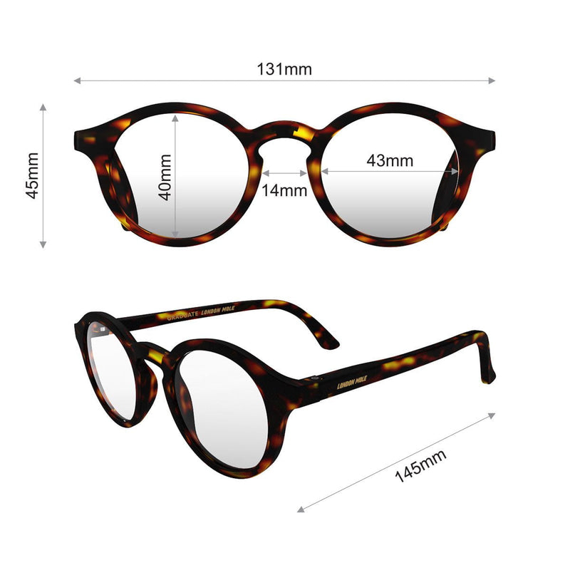 London Mole Graduate Blue Blocker Glasses Matte Tortoise Shell