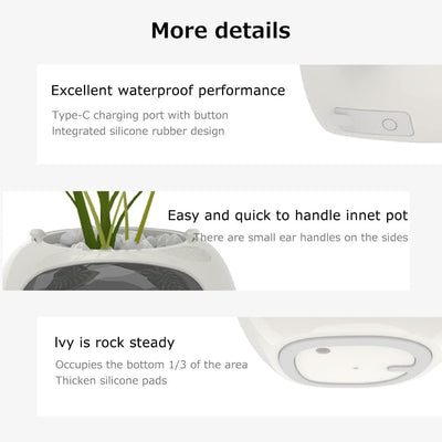 Intelligent Flower Pot, Electronic Bud, Maintenance Plant Assistant, Fun Interactive Flower Pot, Indoor Green Planting Monitoring, LCD Screen Display, Cell Phone APP Connection (White)