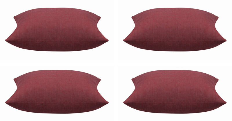 Pack of 4 Elements Deep Red Solid Base Colour Square Cushion Covers