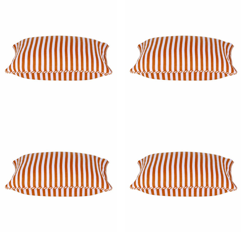 Pack of 4 Dandi Orange & White Striped Nautical Cushion Covers 40x40cm