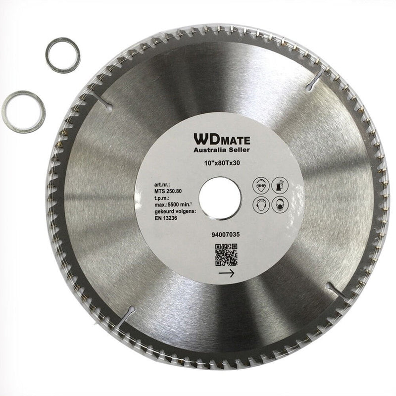 2x Wood Cutting DISC 250mm 80T TCT Circular Saw Blade 10" Wheel Cross ATB Sharp