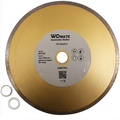 254mm Wet Diamond Cutting Disc Continuous Saw Blade 5*2.4mm Wheel10" 25.4/22.3mm