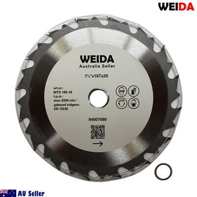 185mm Wood Circular  Saw Blade Cutting Disc 7-1/4” 16T Bore 20/16mm 2.2mm Kerf