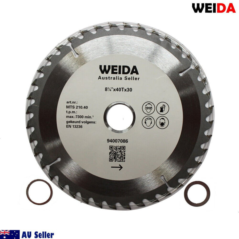 2x 210mm 40T Wood Circular Saw Blade Cutting Disc 8-1/4" 30mm/25.4mm 2.5mm Kerf