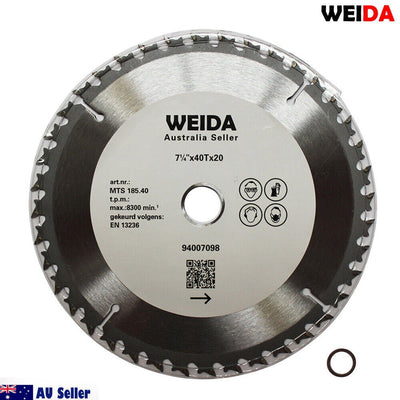 2x 185mm 40T Wood Circular Saw Blade Cutting Disc 7-1/4” Bore 20/16mm Kerf 1.6mm