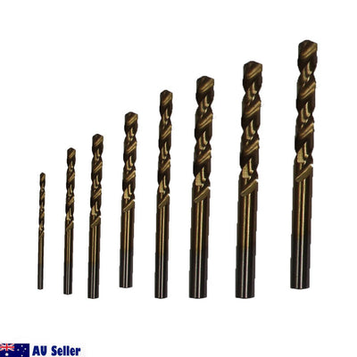 8PCS High Speed Steel Twist Drill Set 3-10mm Titanium Coated HSS Metric Quality