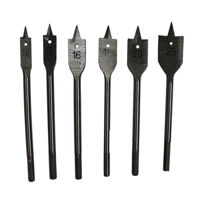 6PCS Wood Working Flat Drill Bit Set 10-25mm Hole Cutting Borer Quality