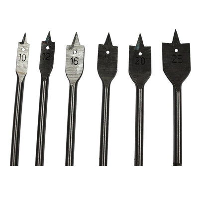 6PCS Wood Working Flat Drill Bit Set 10-25mm Hole Cutting Borer Quality