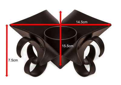 Decorative Black Metal Lotus Tea Light Candle Holders in Set of 2