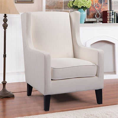 Armchair in Beige Colour Lounge Accent Chair Upholstered Fabric with Wooden leg