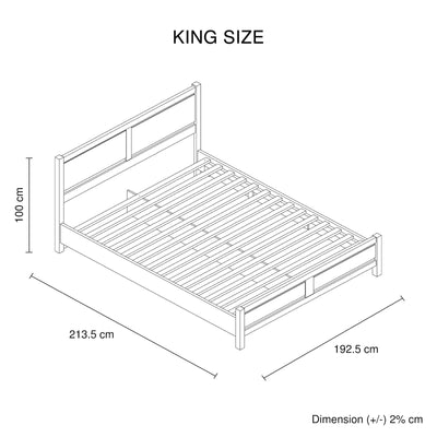 Alice 3 Pieces Bedroom Suite Natural Wood Like MDF Structure King Size Oak Colour Bed, Bedside Table