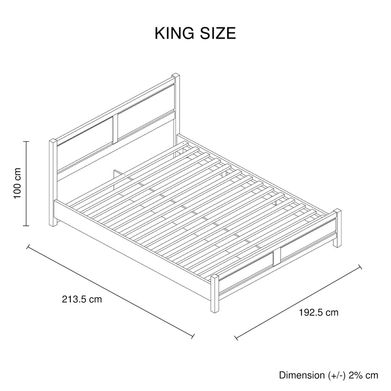 Alice 3 Pieces Bedroom Suite Natural Wood Like MDF Structure King Size Oak Colour Bed, Bedside Table