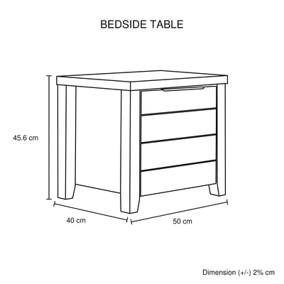 Alice 3 Pieces Bedroom Suite Natural Wood Like MDF Structure King Size Oak Colour Bed, Bedside Table